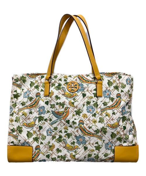 TORY BURCH（トリーバーチ）TORY BURCH (トリーバーチ) BLAKE PRINTED TOTE/ブレイク プリンテッド トート ホワイト×グリーンの古着・服飾アイテム