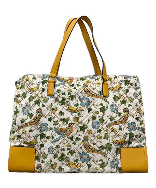 TORY BURCH（トリーバーチ）TORY BURCH (トリーバーチ) BLAKE PRINTED TOTE/ブレイク プリンテッド トート ホワイト×グリーンの古着・服飾アイテム