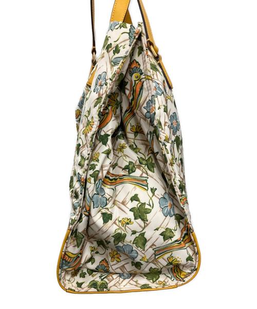 TORY BURCH（トリーバーチ）TORY BURCH (トリーバーチ) BLAKE PRINTED TOTE/ブレイク プリンテッド トート ホワイト×グリーンの古着・服飾アイテム