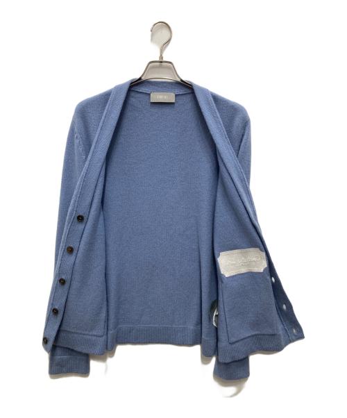 Dior（ディオール）Dior (ディオール) CHRISTIAN DIOR COUTURE/ロゴパッチカシミヤカーディガン ブルー サイズ:Lの古着・服飾アイテム