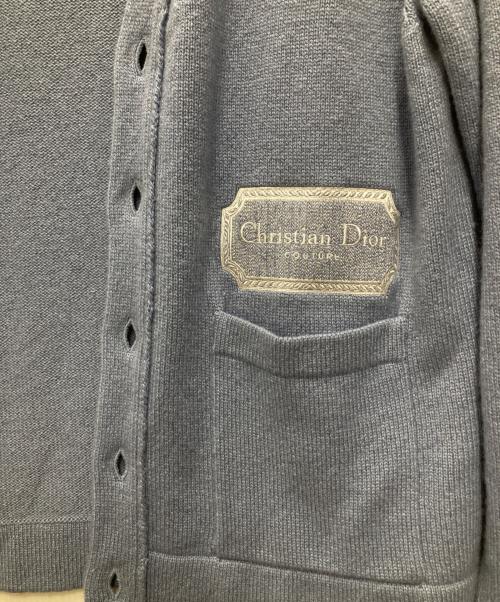 Dior（ディオール）Dior (ディオール) CHRISTIAN DIOR COUTURE/ロゴパッチカシミヤカーディガン ブルー サイズ:Lの古着・服飾アイテム