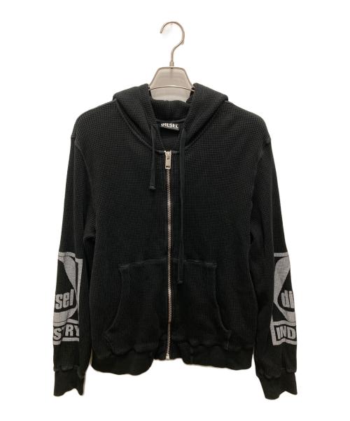 DIESEL（ディーゼル）DIESEL (ディーゼル) HONEYCOMB S-GINAFFLE HOODIE/ハニカム エス・ギナッフル フーディー ブラック サイズ:Lの古着・服飾アイテム