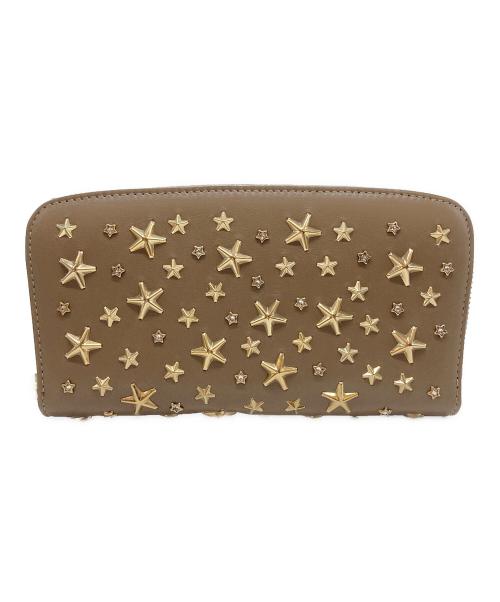 JIMMY CHOO（ジミーチュウ）JIMMY CHOO (ジミーチュウ) スタースタッズロングウォレット ベージュの古着・服飾アイテム