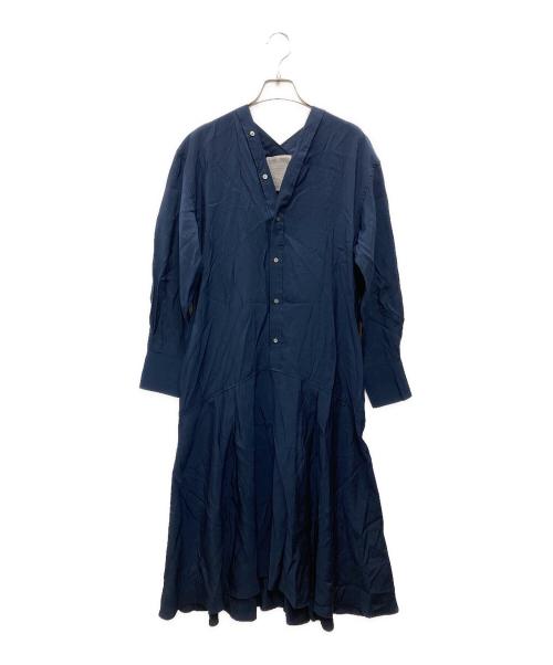 BEARDSLEY（ビアズリー）BEARDSLEY (ビアズリー) カラーレスシャツワンピース ネイビー サイズ:Fの古着・服飾アイテム