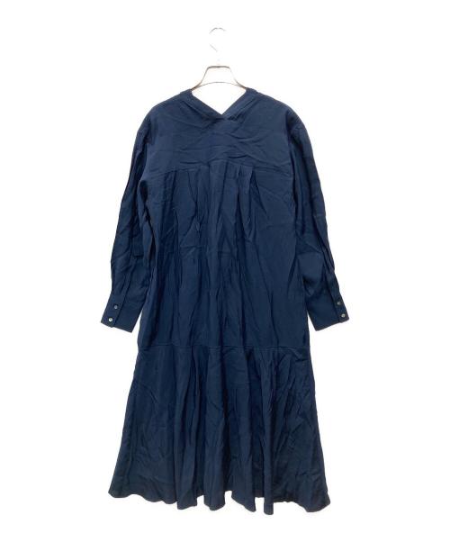 BEARDSLEY（ビアズリー）BEARDSLEY (ビアズリー) カラーレスシャツワンピース ネイビー サイズ:Fの古着・服飾アイテム