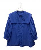 Mila Owenミラオーウェン）の古着「付け衿袖ボリュームスタンドカラーブラウス」｜ブルー