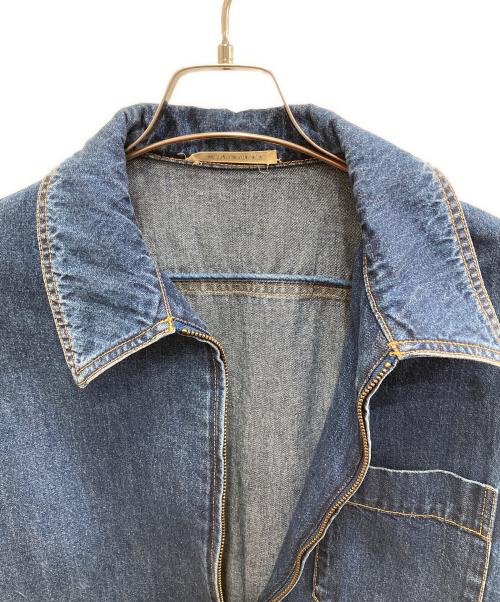 CURRENTAGE（カレンテージ）CURRENTAGE (カレンテージ) ギャザー ジップ デニムジャケット ブルー サイズ:Sの古着・服飾アイテム