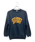 stussyステューシー）の古着「90'sフェルトプリントスウェット」｜ネイビー