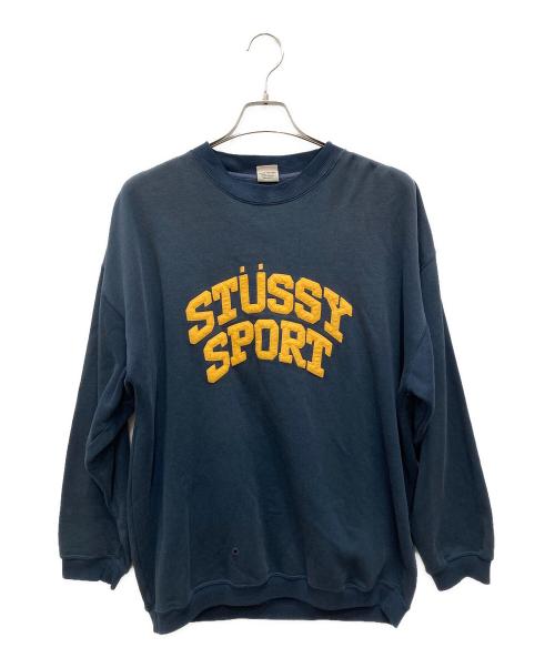 stussy（ステューシー）stussy (ステューシー) 90'sフェルトプリントスウェット ネイビー サイズ:XXLの古着・服飾アイテム