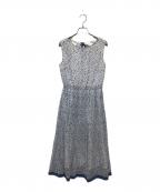 JUSGLITTYジャスグリッティー）の古着「小花柄 プリーツ ワンピース」｜ホワイト×ネイビー