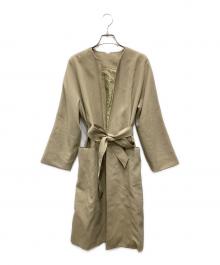 Mila Owen（ミラオーウェン）の古着「サッシュベルト付AラインノーカラーCT」｜グリーン