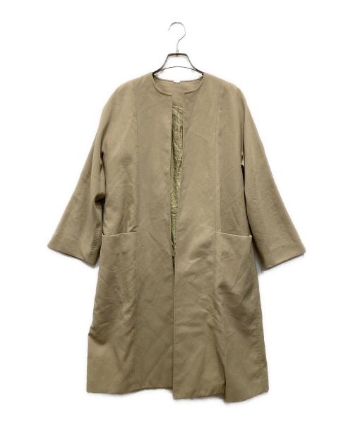 Mila Owen（ミラオーウェン）Mila Owen (ミラオーウェン) サッシュベルト付AラインノーカラーCT グリーンの古着・服飾アイテム