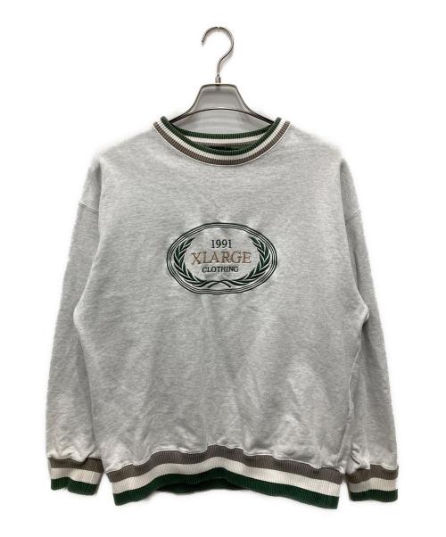 X-LARGE（エクストララージ）X-LARGE (エクストララージ) 刺繍スウェット グリーン×グレー サイズ:Mの古着・服飾アイテム
