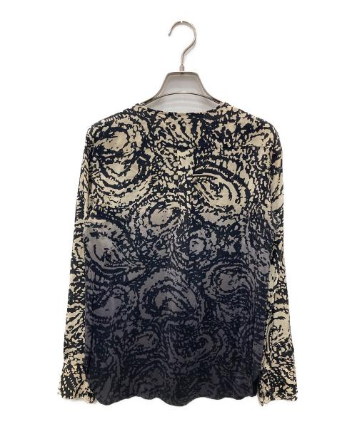 MaxMara（マックスマーラ）MaxMara (マックスマーラ) グラデーションシルクブラウス ホワイト×グレー サイズ:38の古着・服飾アイテム