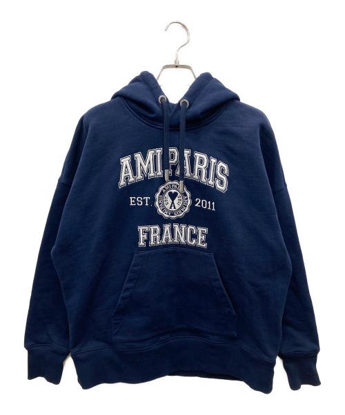 AMI Alexandre Mattiussi（アミアレクサンドルマテュッシ）AMI Alexandre Mattiussi (アミアレクサンドルマテュッシ) PARIS FRANCE HOODIE/パリス・フランス・フーディー ネイビー サイズ:XSの古着・服飾アイテム