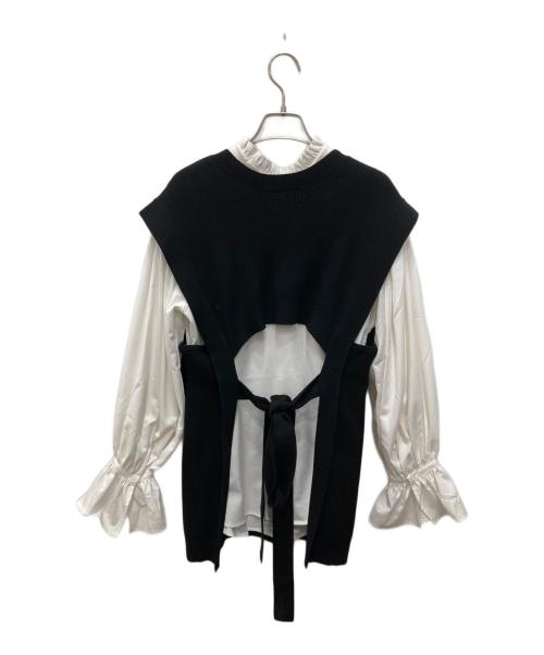 Ameri（アメリ）AMERI (アメリ) UND MANY WAY BLOUSE/アンド・メニー・ウェイ・ブラウス ホワイト×ブラック サイズ:Freeの古着・服飾アイテム