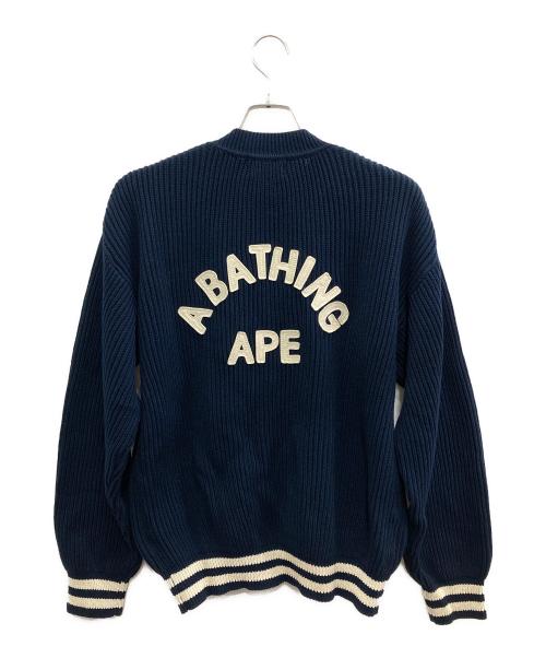 A BATHING APE（アベイシングエイプ）A BATHING APE (アベイシングエイプ) COLLEGE CARDIGAN/カレッジカーディガン ネイビー サイズ:Fの古着・服飾アイテム
