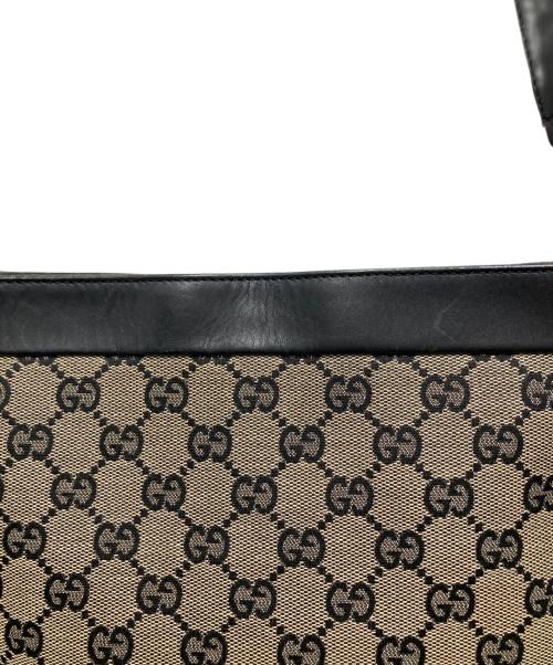 GUCCI（グッチ）GUCCI (グッチ) GGキャンバスワンショルダーバッグ ブラック×ベージュの古着・服飾アイテム