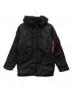 ALPHAアルファ）の古着「N-3Bブラックファーフライトジャケット」｜ブラック