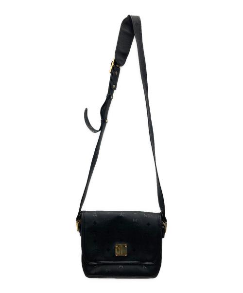 MCM（エムシーエム）MCM (エムシーエム) レザーフラップショルダーバッグ ブラックの古着・服飾アイテム