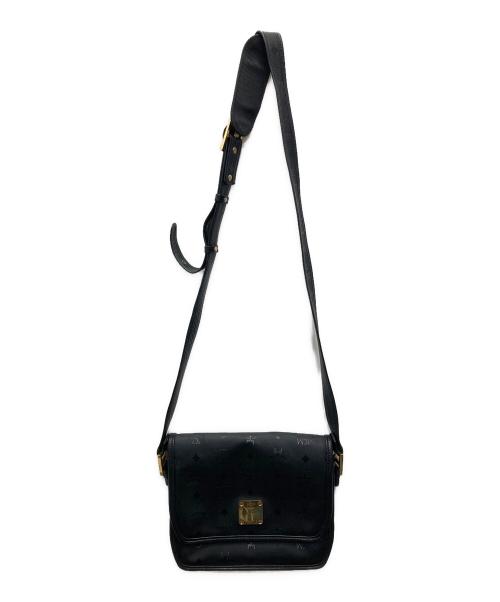 MCM（エムシーエム）MCM (エムシーエム) レザーフラップショルダーバッグ ブラックの古着・服飾アイテム