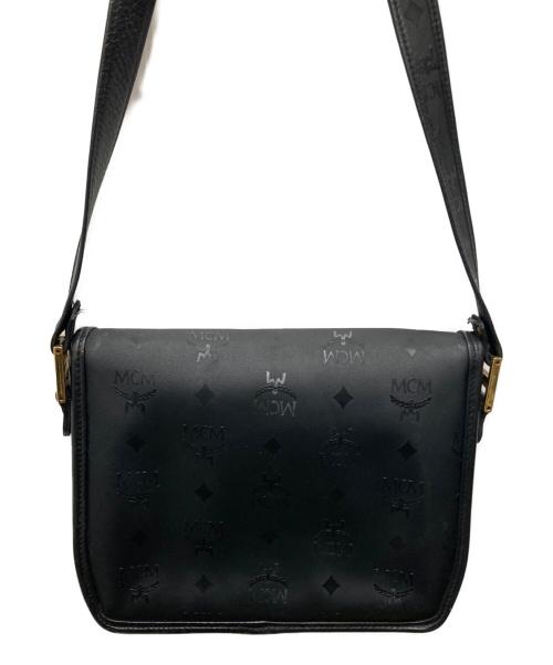 MCM（エムシーエム）MCM (エムシーエム) レザーフラップショルダーバッグ ブラックの古着・服飾アイテム