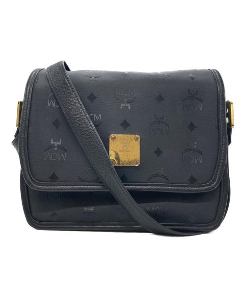 MCM（エムシーエム）MCM (エムシーエム) レザーフラップショルダーバッグ ブラックの古着・服飾アイテム