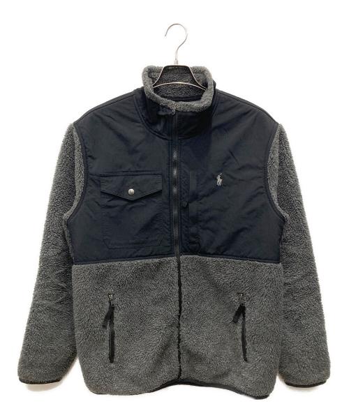 POLO RALPH LAUREN（ポロ・ラルフローレン）POLO RALPH LAUREN (ポロ・ラルフローレン) BONDED PILE JACKET グレー×ブラック サイズ:Lの古着・服飾アイテム