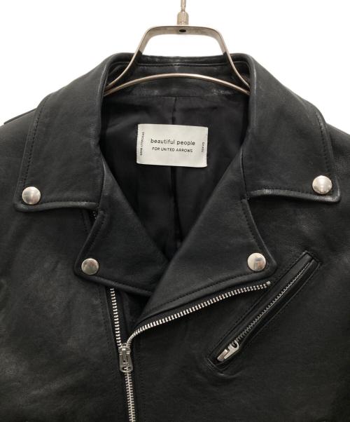 beautiful people（ビューティフルピープル）beautiful people (ビューティフルピープル) UNITED ARROWS (ユナイテッドアローズ) ラムダブルレザーライダースジャケット ブラック サイズ:150の古着・服飾アイテム