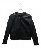 UNITED ARROWSユナイテッドアローズ）の古着「ノーカラーフロントジップレザージャケット」｜ブラック