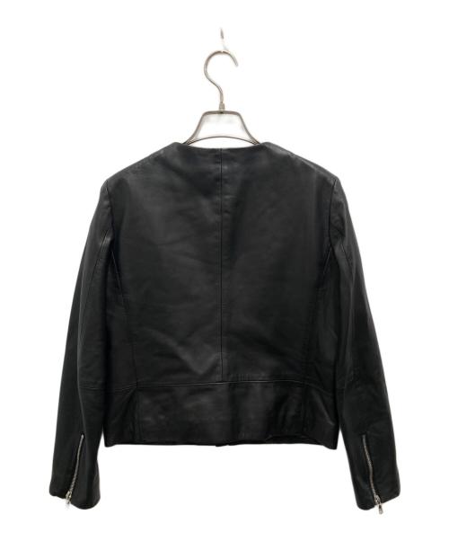 UNITED ARROWS（ユナイテッドアローズ）UNITED ARROWS (ユナイテッドアローズ) ノーカラーフロントジップレザージャケット ブラック サイズ:38の古着・服飾アイテム