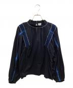IENAイエナ）の古着「LA BOUCLE スモッキングブラウス」｜ネイビー