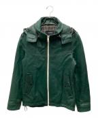 BURBERRY BLACK LABELバーバリーブラックレーベル）の古着「フーデッドレザージャケット」｜グリーン