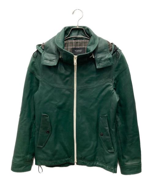 BURBERRY BLACK LABEL（バーバリーブラックレーベル）BURBERRY BLACK LABEL (バーバリーブラックレーベル) フーデッドレザージャケット グリーン サイズ:Lの古着・服飾アイテム