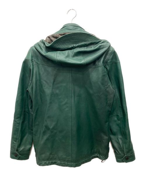 BURBERRY BLACK LABEL（バーバリーブラックレーベル）BURBERRY BLACK LABEL (バーバリーブラックレーベル) フーデッドレザージャケット グリーン サイズ:Lの古着・服飾アイテム