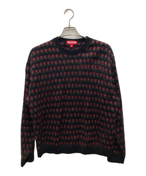 SUPREME（シュプリーム）Supreme (シュプリーム) Flowers Metallic Sweater ブラック×レッド サイズ:Lの古着・服飾アイテム