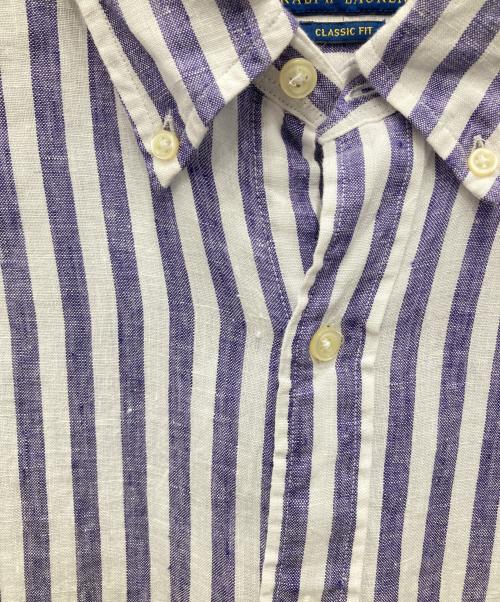 POLO RALPH LAUREN（ポロ・ラルフローレン）POLO RALPH LAUREN (ポロ・ラルフローレン) リネンストライプBDシャツ パープル サイズ:Lの古着・服飾アイテム