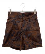TOGA PULLAトーガ プルラ）の古着「マーブルプリントショートパンツ」｜ブラウン×ブラック