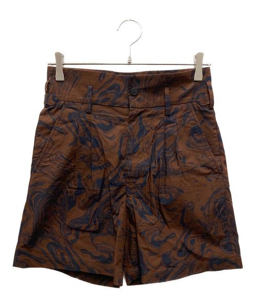 TOGA PULLA（トーガ プルラ）TOGA PULLA (トーガ プルラ) マーブルプリントショートパンツ ブラウン×ブラック サイズ:36の古着・服飾アイテム