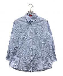 DES PRES（デ プレ）の古着「ギザコットンストライプ オーバーサイズドシャツ」｜ブルー