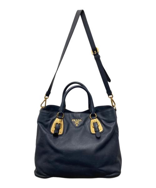 PRADA（プラダ）PRADA (プラダ) 2WAYバッグ ネイビーの古着・服飾アイテム