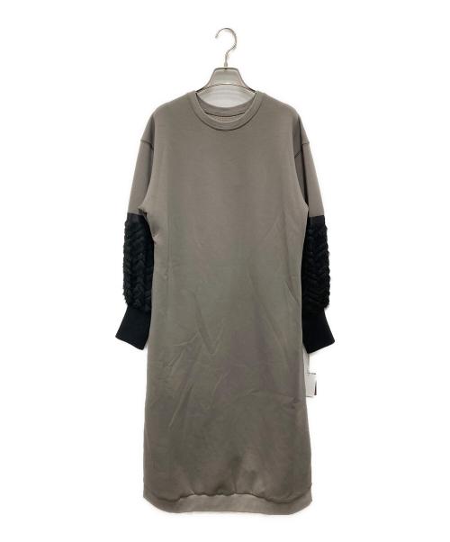 CLOVE（クローブ）CLOVE (クローブ) 袖ジャガードワンピース オリーブ サイズ:38 未使用品の古着・服飾アイテム