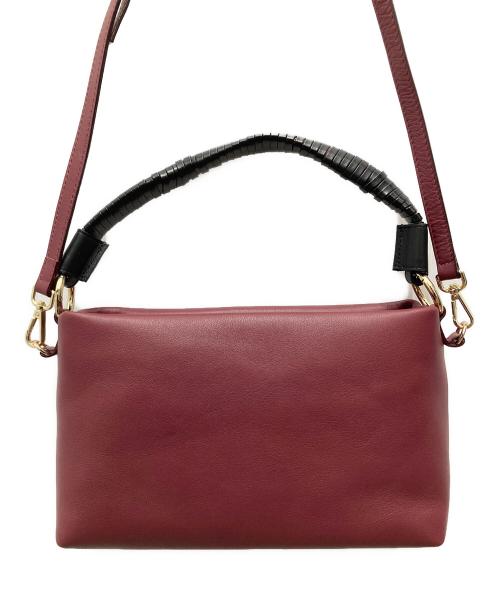 INNUE BASIC（イヌエ ベーシック）INNUE BASIC (イヌエ ベーシック) 2WAYワンハンドルトートバッグ ボルドー×ブラックの古着・服飾アイテム