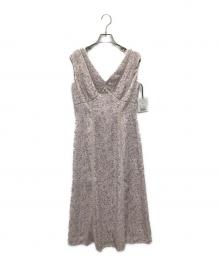 HER LIP TO（ハーリップトゥ）の古着「Lace Trimmed Floral Dress/レース トリム フローラル ドレス」｜ピンク