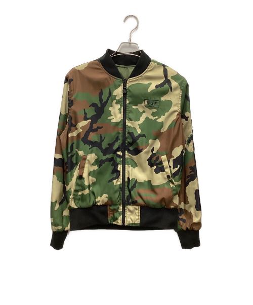 HUF（ハフ）HUF (ハフ) FAKE NEWS REVER MA-1 JACKET オリーブ サイズ:Mの古着・服飾アイテム