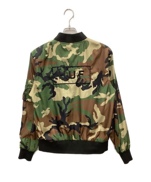 HUF（ハフ）HUF (ハフ) FAKE NEWS REVER MA-1 JACKET オリーブ サイズ:Mの古着・服飾アイテム