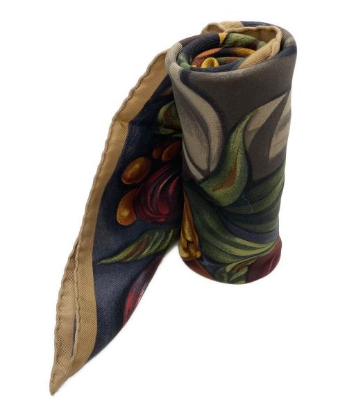 Christian Dior（クリスチャン ディオール）Christian Dior (クリスチャン ディオール) 大判シルクスカーフ ベージュ×ネイビーの古着・服飾アイテム