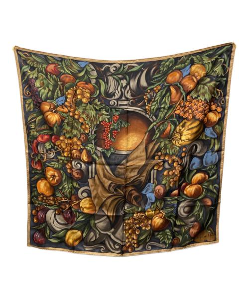 Christian Dior（クリスチャン ディオール）Christian Dior (クリスチャン ディオール) 大判シルクスカーフ ベージュ×ネイビーの古着・服飾アイテム