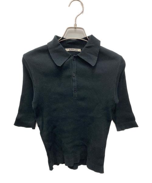 AURALEE（オーラリー）AURALEE (オーラリー) GIZA HIGH GAUGE RIB KNIT POLO ブラック サイズ:1の古着・服飾アイテム