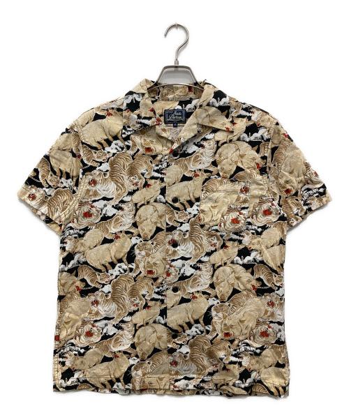 STUDIO D'ARTISAN（ステュディオダルチザン）STUDIO D'ARTISAN (ステュディオダルチザン) 百虎 アロハシャツ ベージュ×ブラック サイズ:40の古着・服飾アイテム